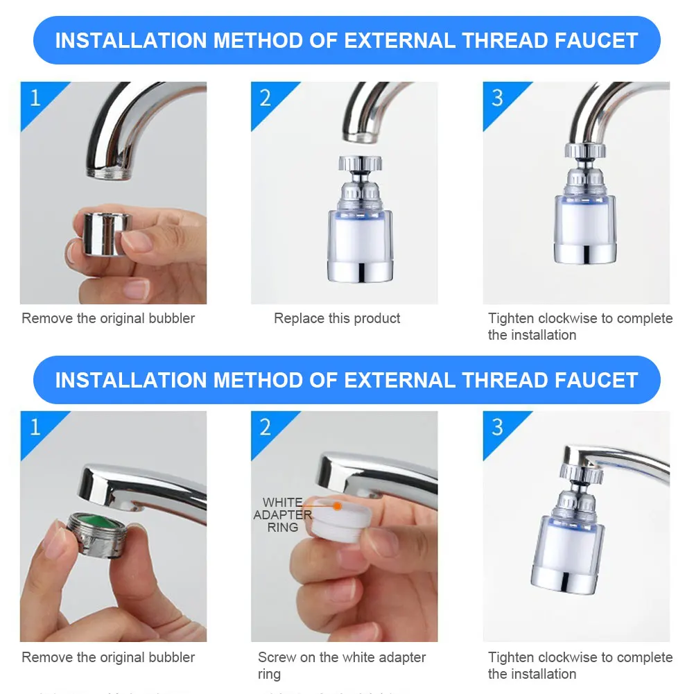 Faucet Filter Element Purifier Sprayer Head Household Purifier Water Saving Filter 360 Degree Rotating Splash Filters