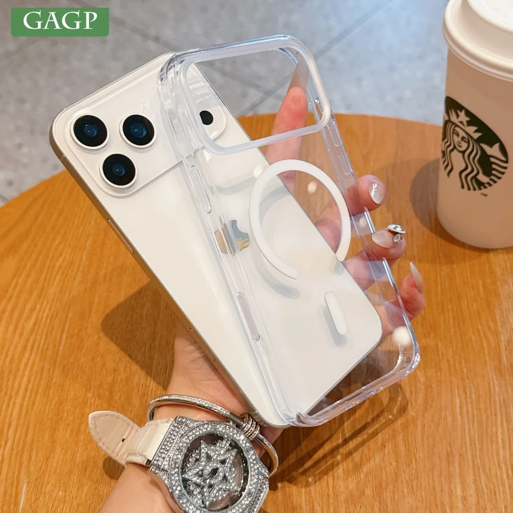 Magsafe Magnetische Hülle für iPhone 17 16 Pro Max Transparente 17 Pro Max Handyhülle mit AI Smart Island Kamera-Steuerknopfabdeckung