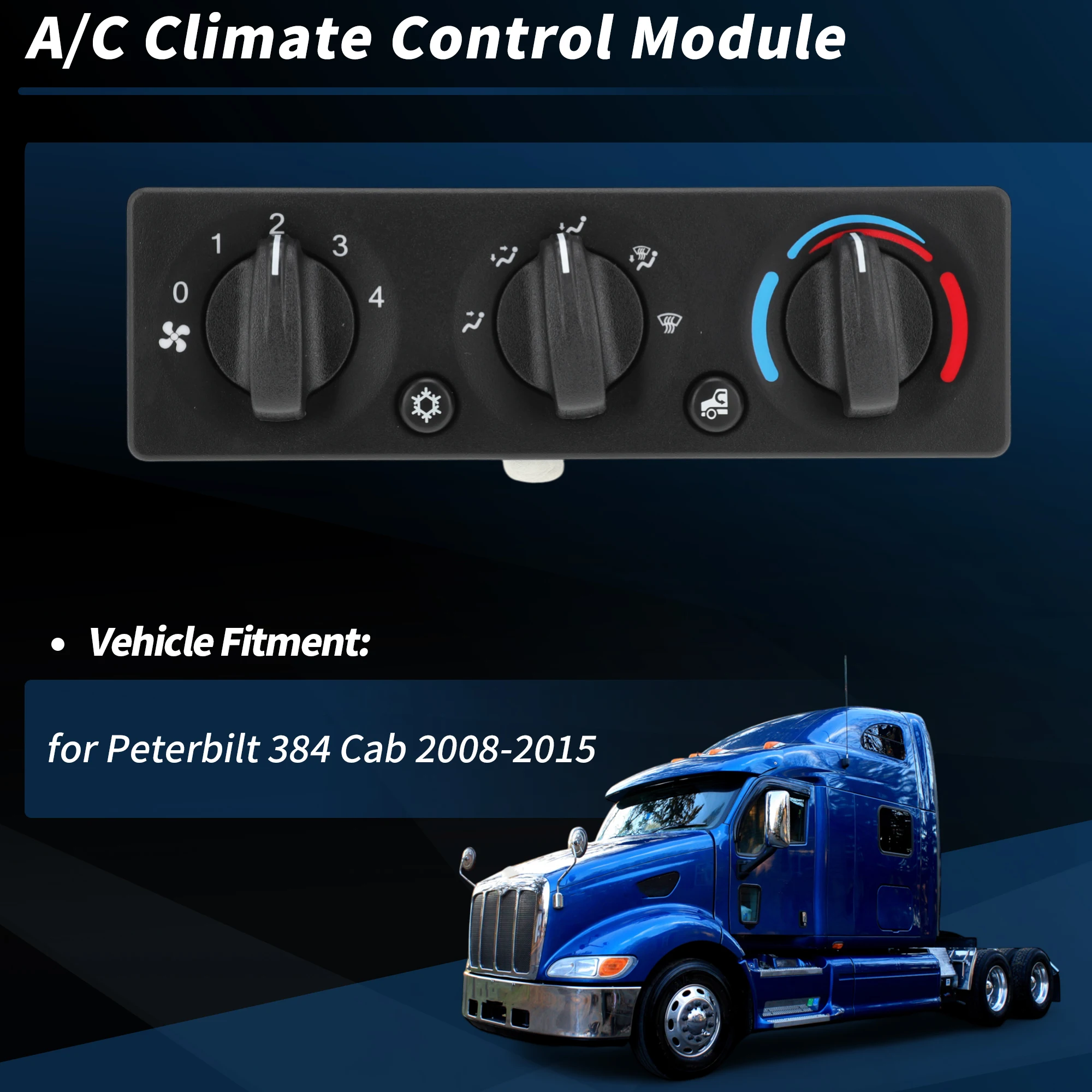 Motoforti A/C Heater Climate Control Module Panel for Peterbilt 384 Cab 2008-15 No.5995000