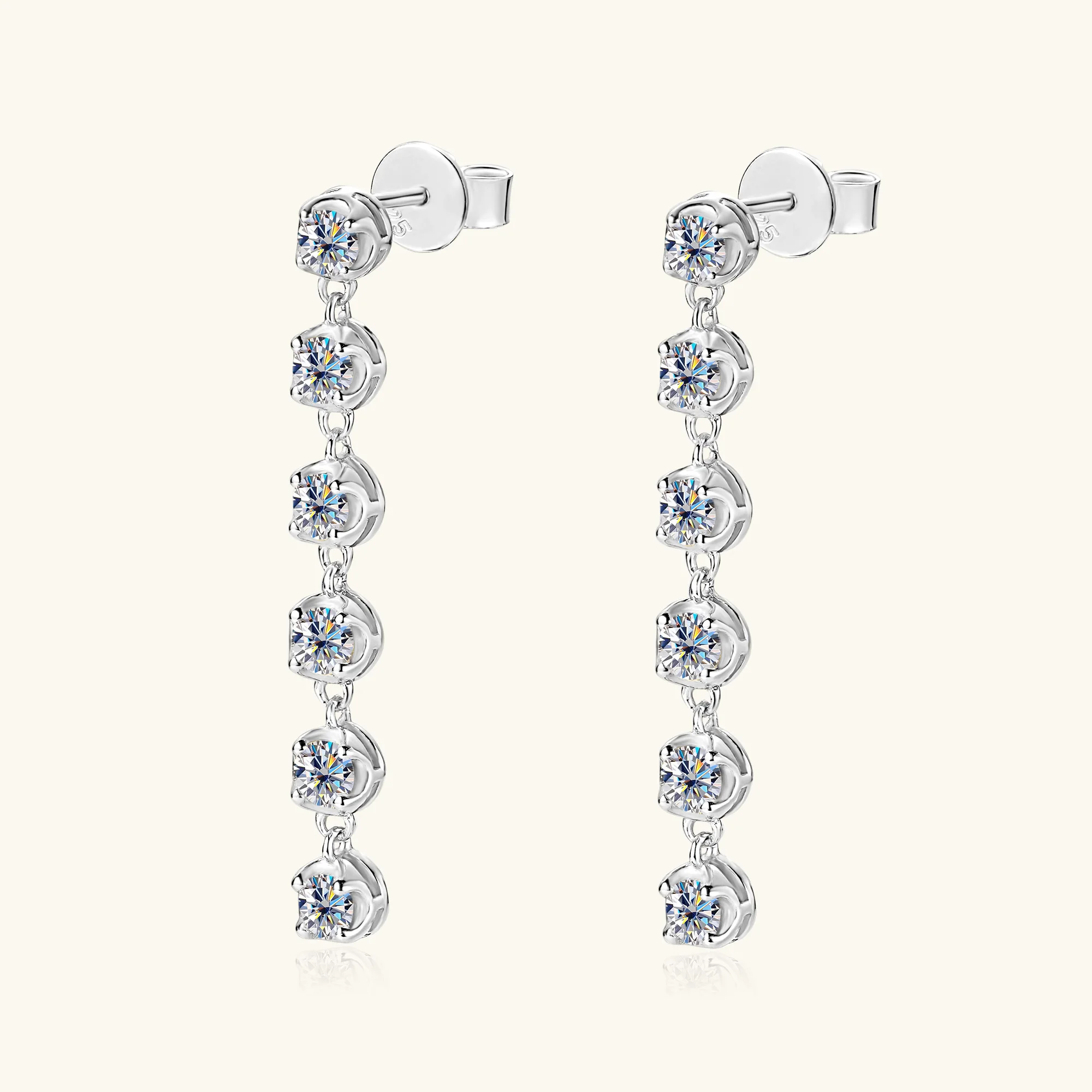 Full 3mm Moissanite Drop Earrings For Women GRA Certified Lab Diamond Solid S925 Silver Plated 18k Dainty Wedding Earring Gift
