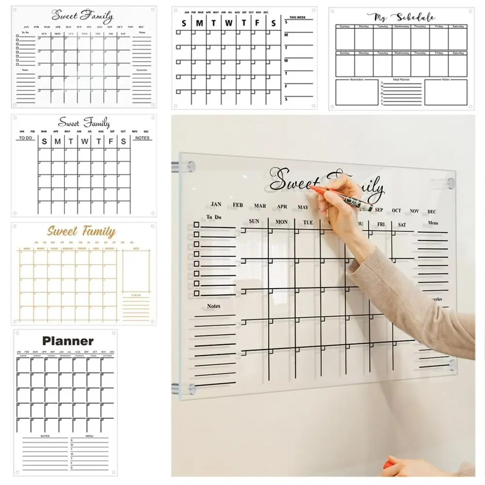 High-quality Acrylic Monthly Calendar Wall Mounted Rewritable Whiteboard Reusable Memo Office