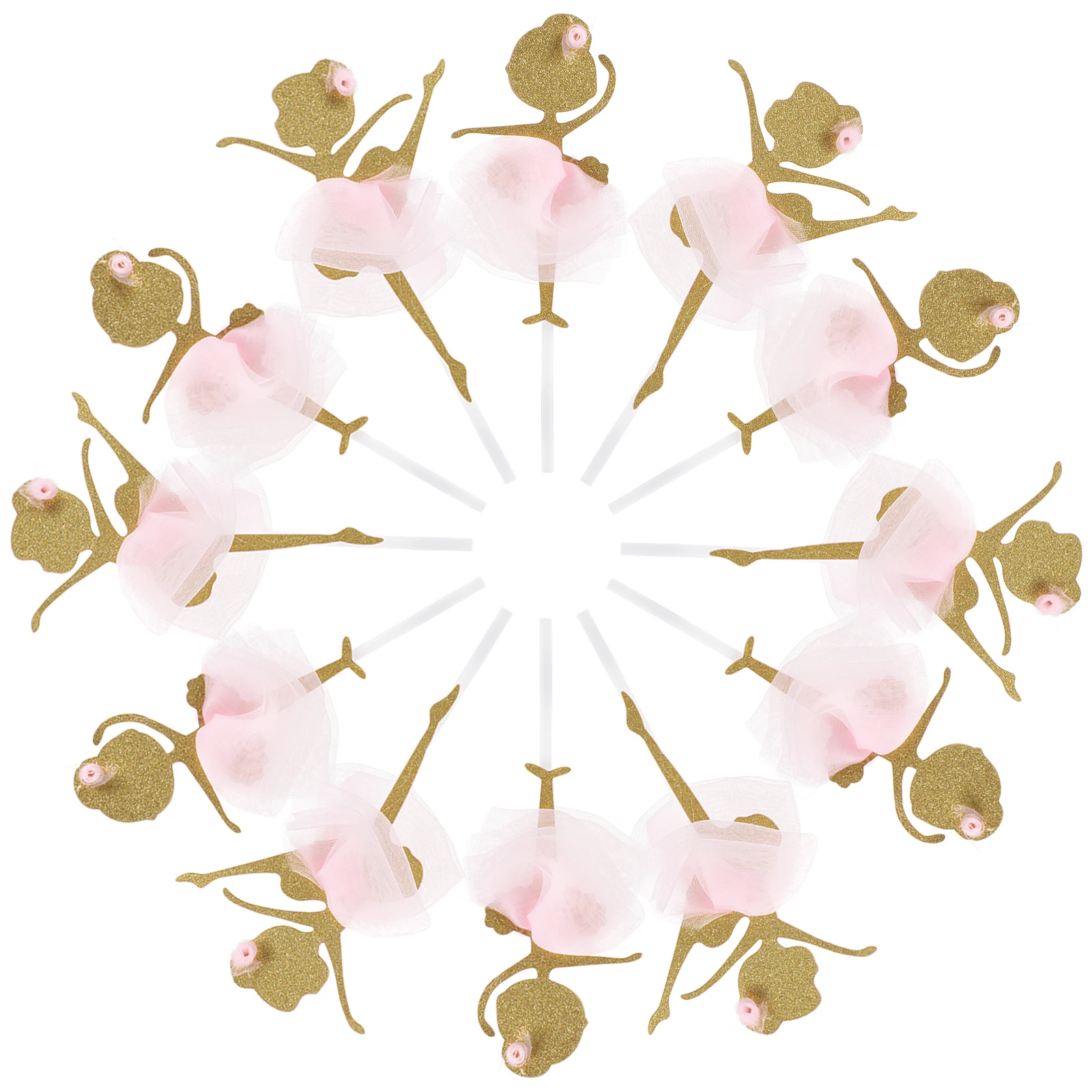 

12pcs Ballerina Girl Cake Toppers Dancing Picks Decoration Party Supplies Wedding Cupcake Muffin Topper Food Picks