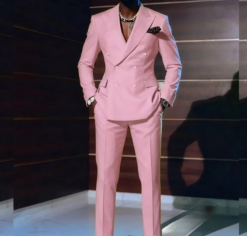 

Stylish Pink Men's Suit Set 2PCS For Wedding Formal Business Men's Suit Set Stylish Office Men's Suit Set