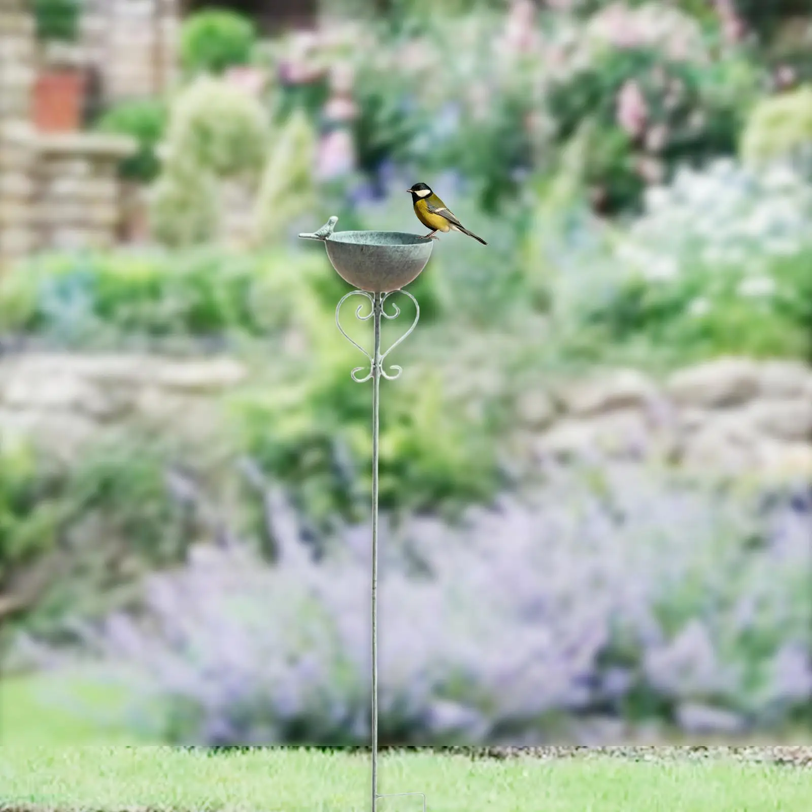 

Декор для ванны для птиц, стоячий металлический утюг, простая установка, миска, уличная кормушка для птиц, садовая ванна для птиц для наружного патио, двора, лужайки, дома