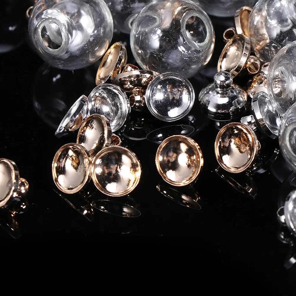 

100pcs Glass Ball Pendants Charms Creative DIY Jewelry Making Accessory for Necklace Bracelet (50pcs Glass Balls, 25pcs Golden B