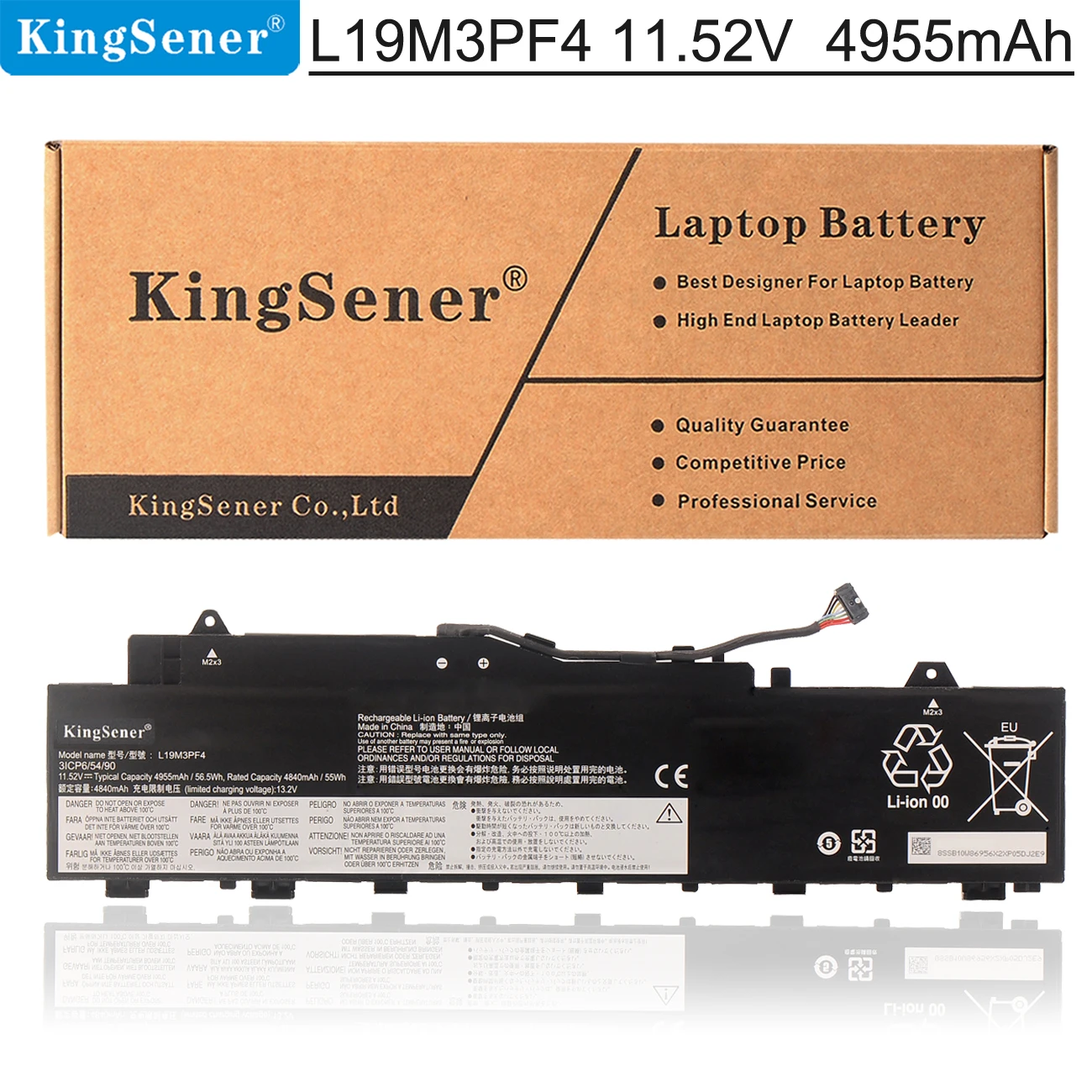 KingSener L19M3PF4 Laptop Battery For Lenovo IdeaPad 5-14ALC05 14ARE05 14ARE05 14ITL05 L19C3PF3 L19M3PF3 L19L3PF7 11.52V 4955mAh