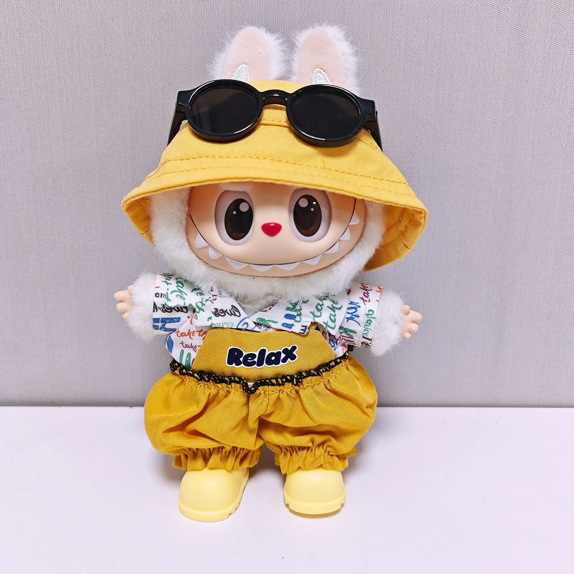 

For Labubu Select Children's Clothing 15cm - 17cm Yellow Bagupants 5-piece Set, Labubu Universal Clothing