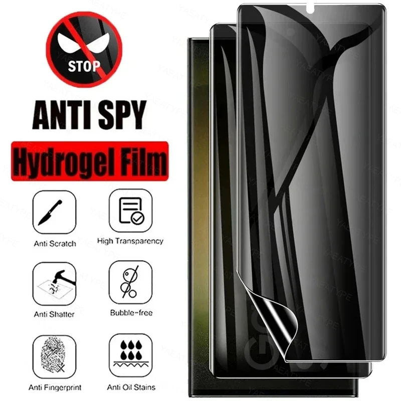 3 Stück Sichtschutz-Hydrogel-Displayschutzfolie für Samsung Galaxy S21 S20 S22 S23 S24 Ultra Note 20 10 S8 S9 S10 Plus Anti-Spy-Folie – Detail 1