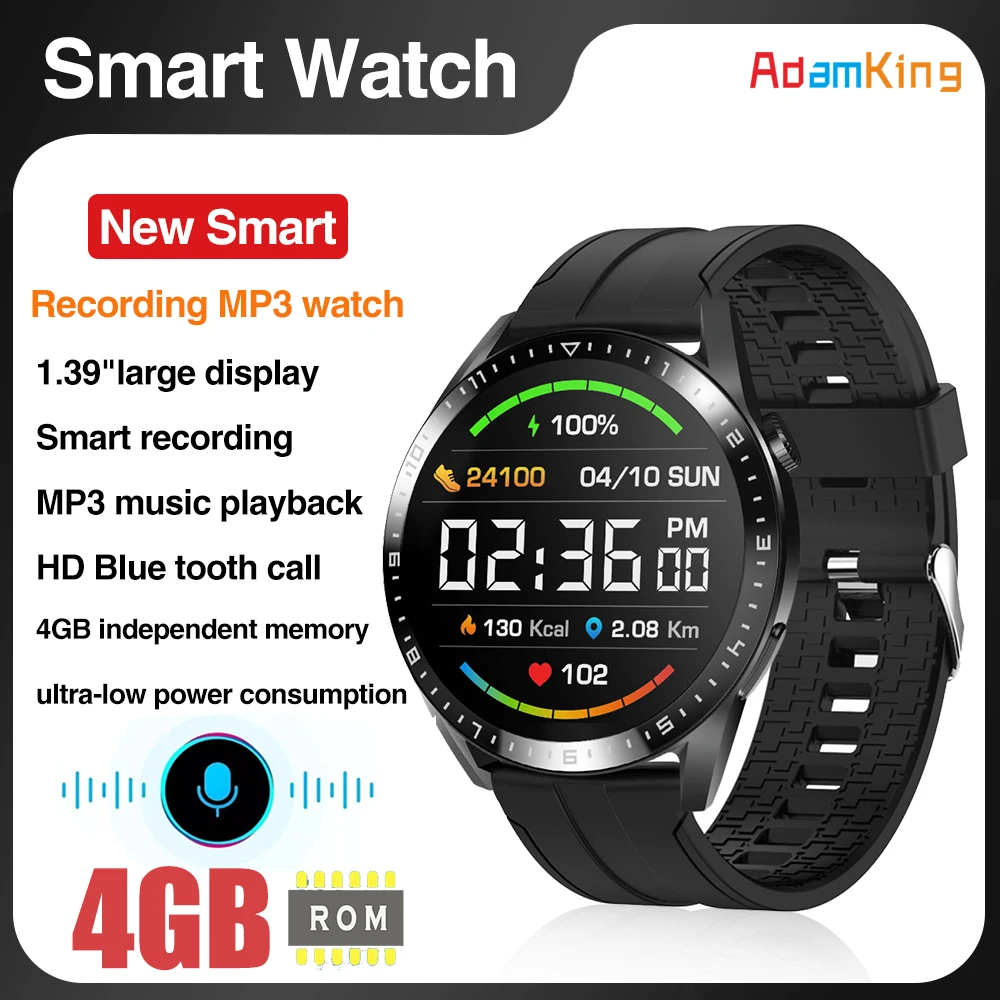 

Smart Watch Men 4GB Memory Local MP3 Music Player Intelligent Recording Blue Tooth Call Smartwatch Women Sports Health Detection