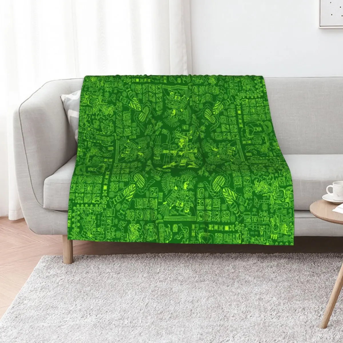 

Mayan Spring GREEN Throw Blanket Camping Nap Plaid on the sofa Retros Blankets