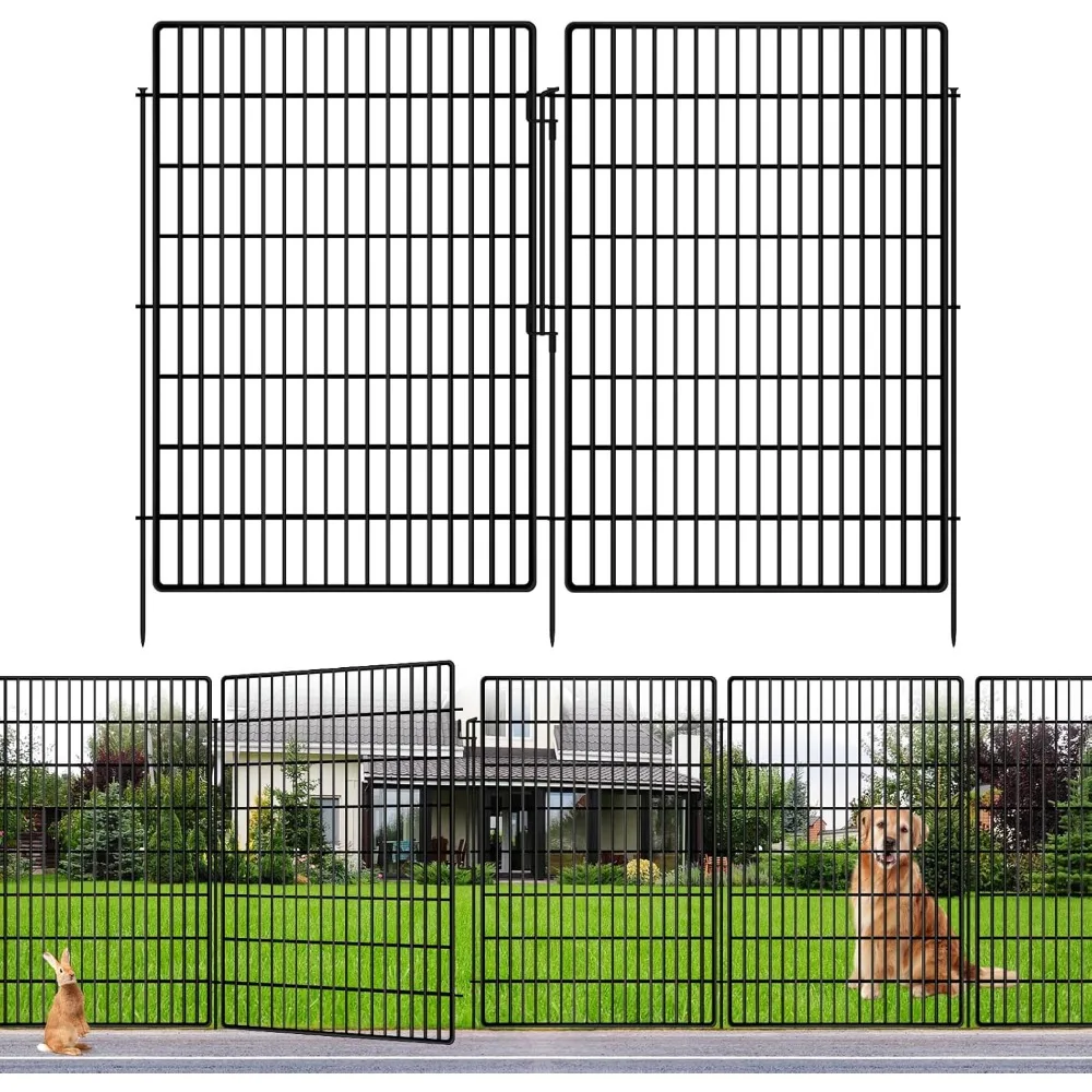 

10 Panels Garden Fencing Animal Barrier with Lock, 40 in(H) X 24 ft(L) Dog Fence Outdoor for Yard Rustproof No Dig Decorative Ta