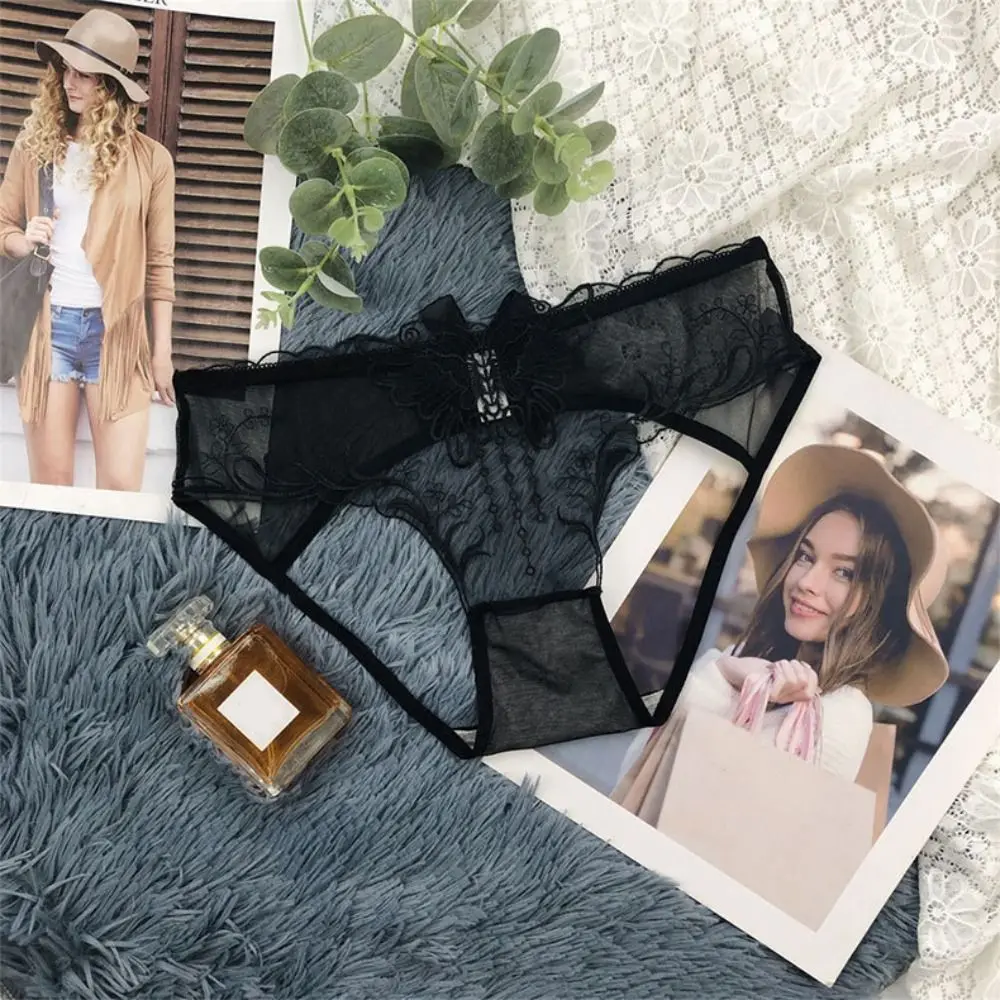 로우 웨이스트 보우 노트 레이스 속이 비치는 팬티 얇은 오픈 코튼 크로치 플라워 메쉬 시스루 팬티 속옷 리프