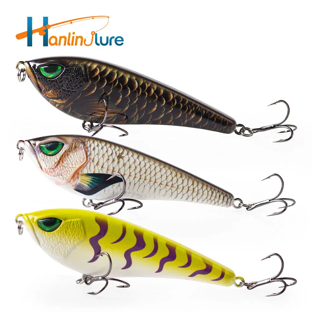 Hanlin 125mm/40g Muskies Jerkbait Pike Fishing Lure VIB Musky Baits Slow Sinking Wobblers for pike Pesca Leurre Bass Tackle
