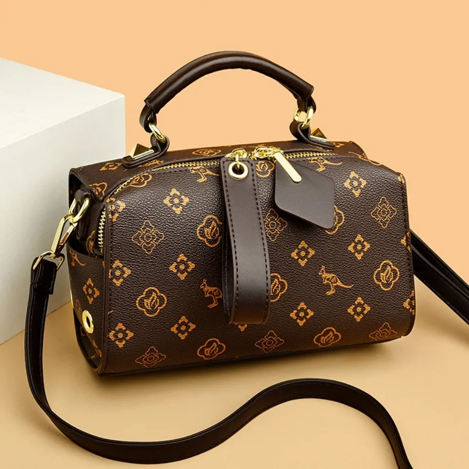 

Women's Luxury Large Capacity Versatile Retro Print Boston Pillow Bag One Shoulder Crossbody Bag Totes