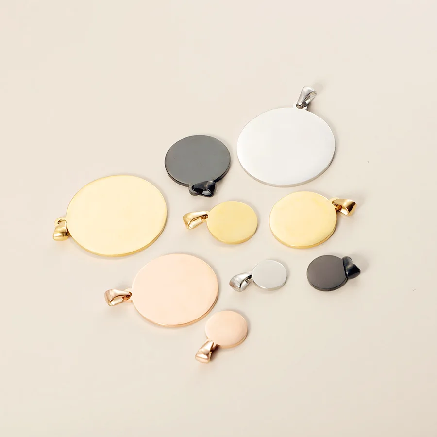 Fnixtar 20 Stück Edelstahl runde Scheibenanhänger mit Verschluss DIY Halskette Schmuck Zubehör hochglanzpoliert Großhandel – Detail 2