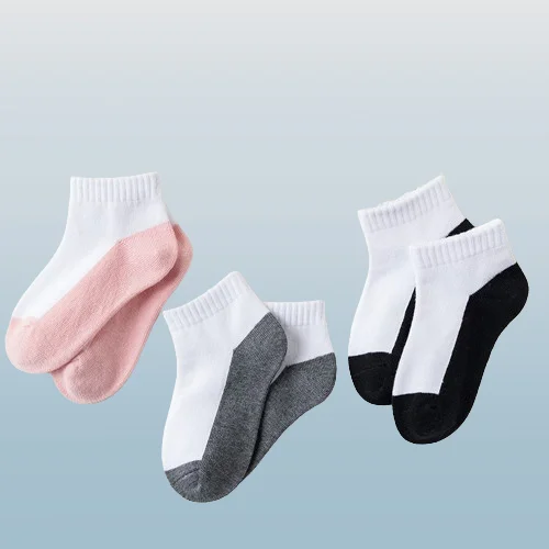 New 5/10 Pairs White Children's Student Socks Cotton Boys And Girls Short Socks Solid Color Matching Sports Children's Socks