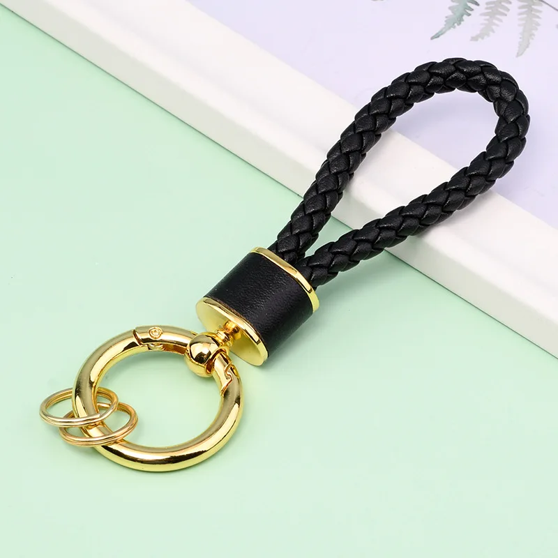 Simple Leather Keychains Unisex Weave Lanyard Keyring Men Women Car Key Holder Key Cover Auto Keyring Accessories Gift