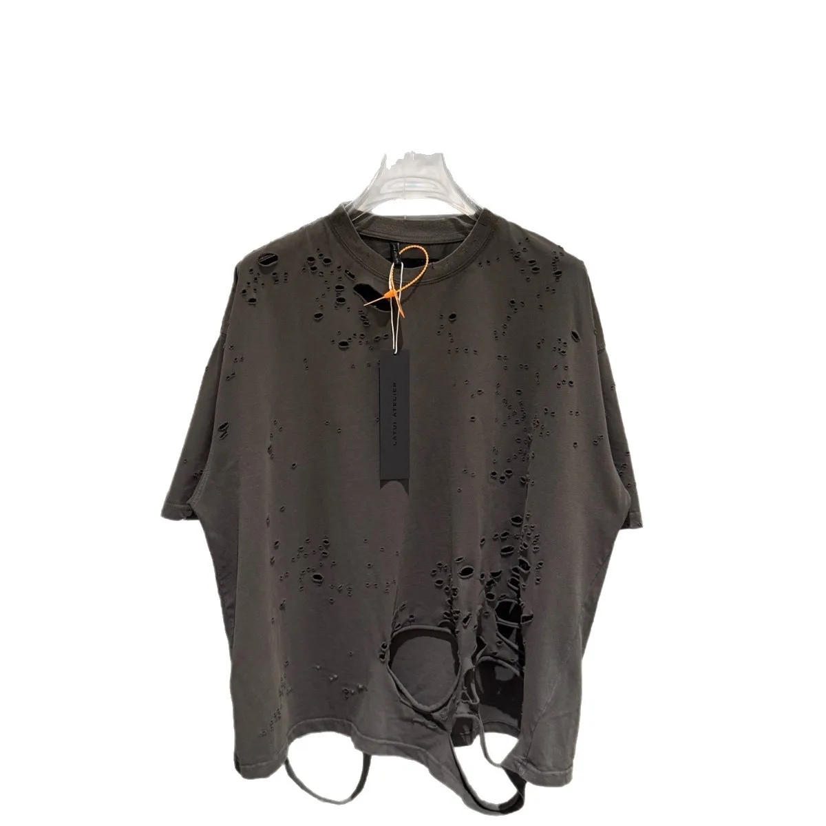 Latui Atelier Vintage Washed Ragged Brutalistic Desert Style Loose-Fitting Short Sleeve Shirt