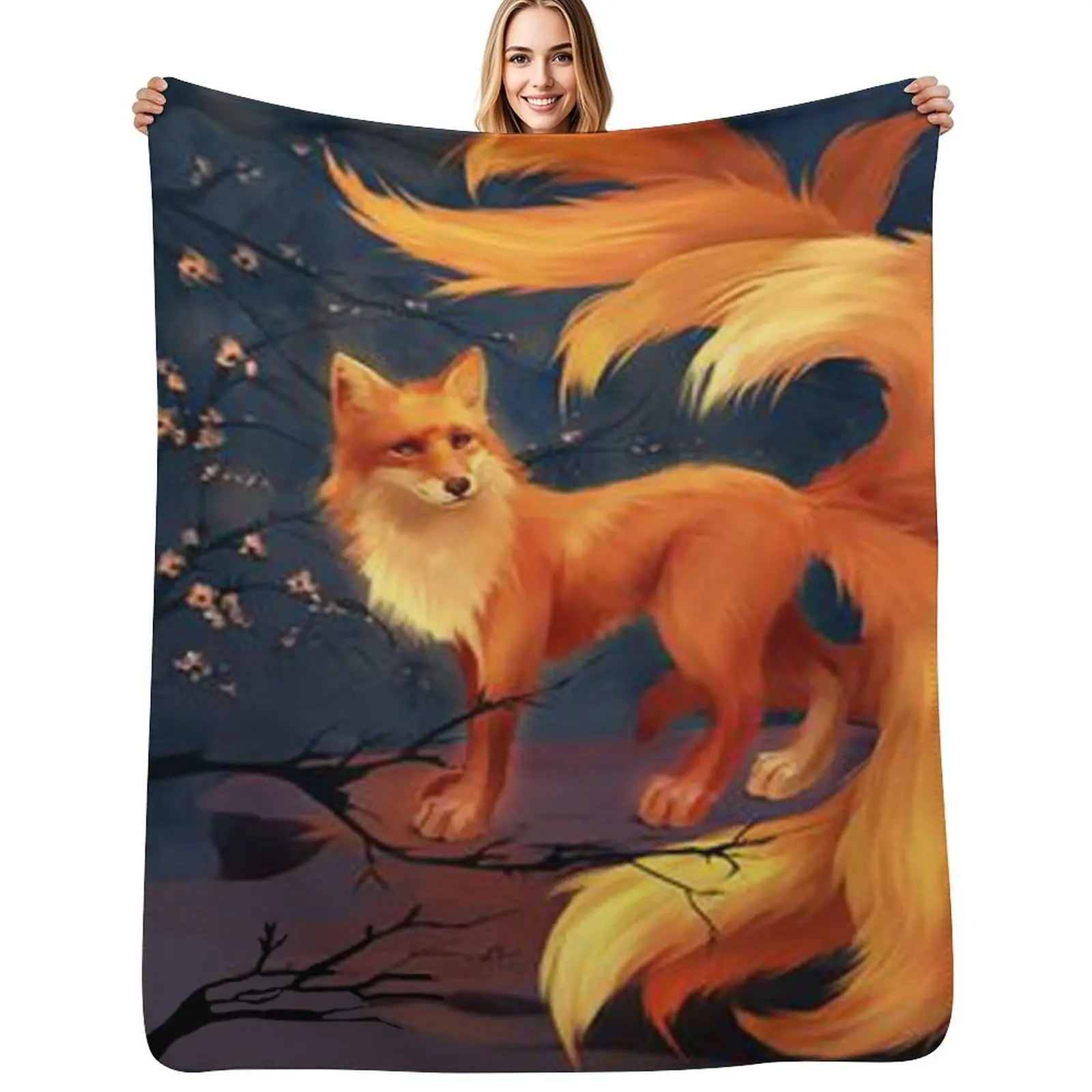 

Kitsune Throw Blanket anime heavy to sleep Travel Thermals For Travel Blankets