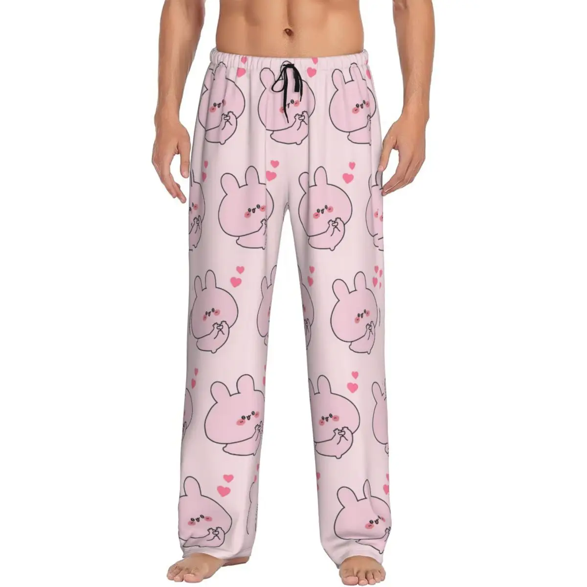 

Custom Print Men Asamimichan Pajama Pants Cute Rabbit Sleepwear Sleep Lounge Bottoms with Pockets