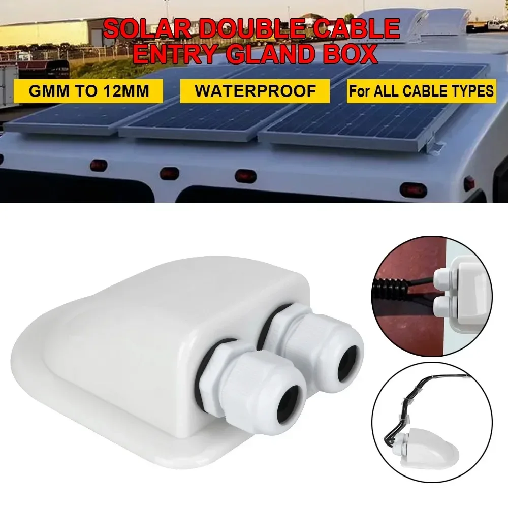 

Caravan Solar Junction Box Cable Entry Gland Box Roof Wire Entry Cable Connector Holder Dual Hole For Camper Van Boat