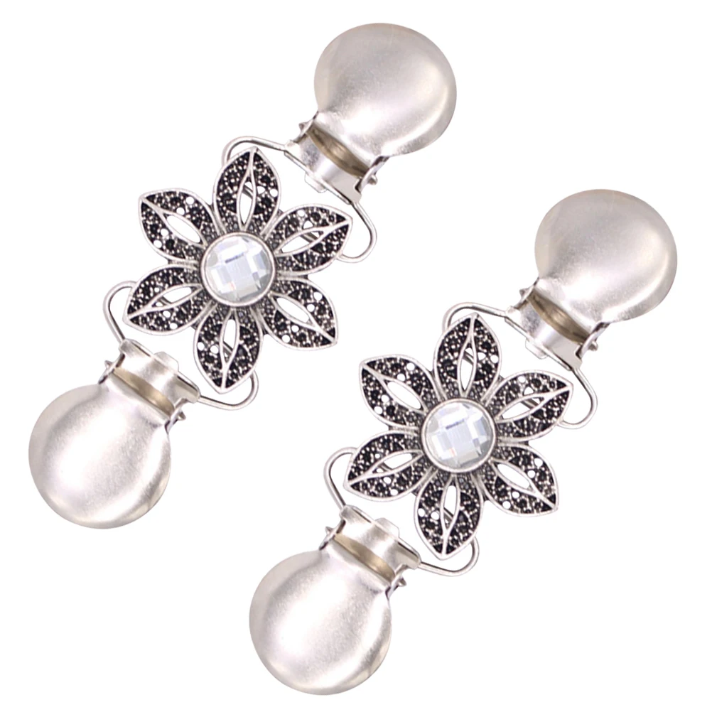 

2 pcs Cardigan Clips Flower Design Scarf Fasteners For Shawl Sweater Dress Shirt Clothing Brooch Clamp Accessory