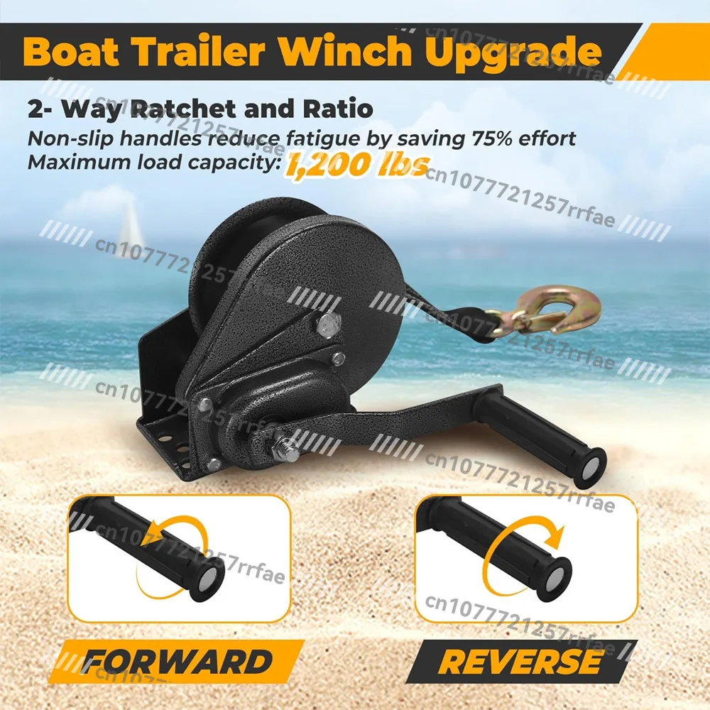 Adjustable Marine Trailer Winch Bracket with 1200 lb Winch and Roller for 3 