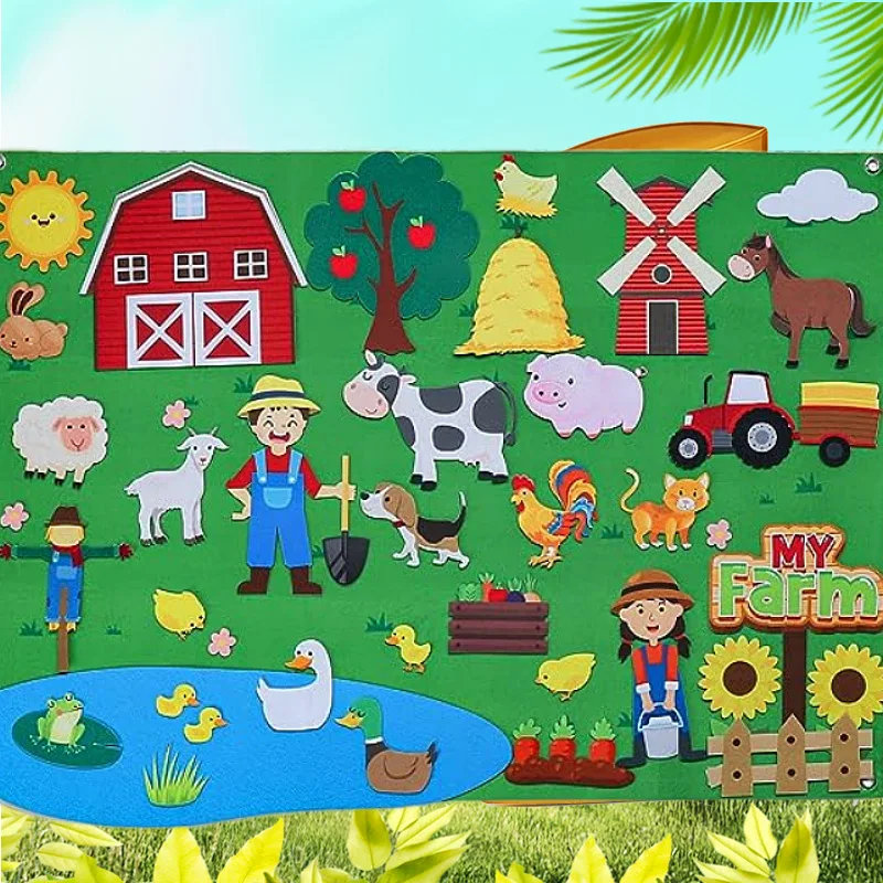 Cross-Border Early Eon 3D DIY Felt Game Bag S Board Busy Board Printed Dinosaur Animal Toys for Children
