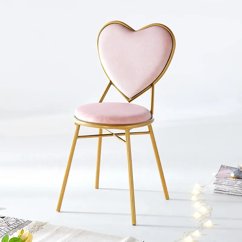 

Nordic Makeup Dresser Chair Fairy Heart Chairs Home Backrest Bedroom Furniture Luxury Princess Dressing Table Stool Dining Chair