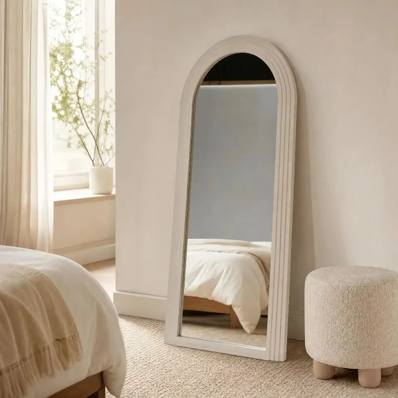 Wabi-sabi Full-length Mirror, Solid Wood Mirror, Entryway Living Room Floor Mirror, Vintage DressingD9