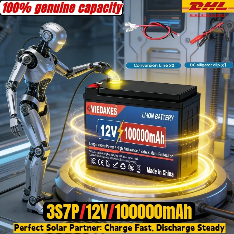

12V LiFePO4 Battery 100Ah Deep Cycle Built-in BMS - Rechargeable for Solar RV, sprayers, Marine, Camping Off-Grid.