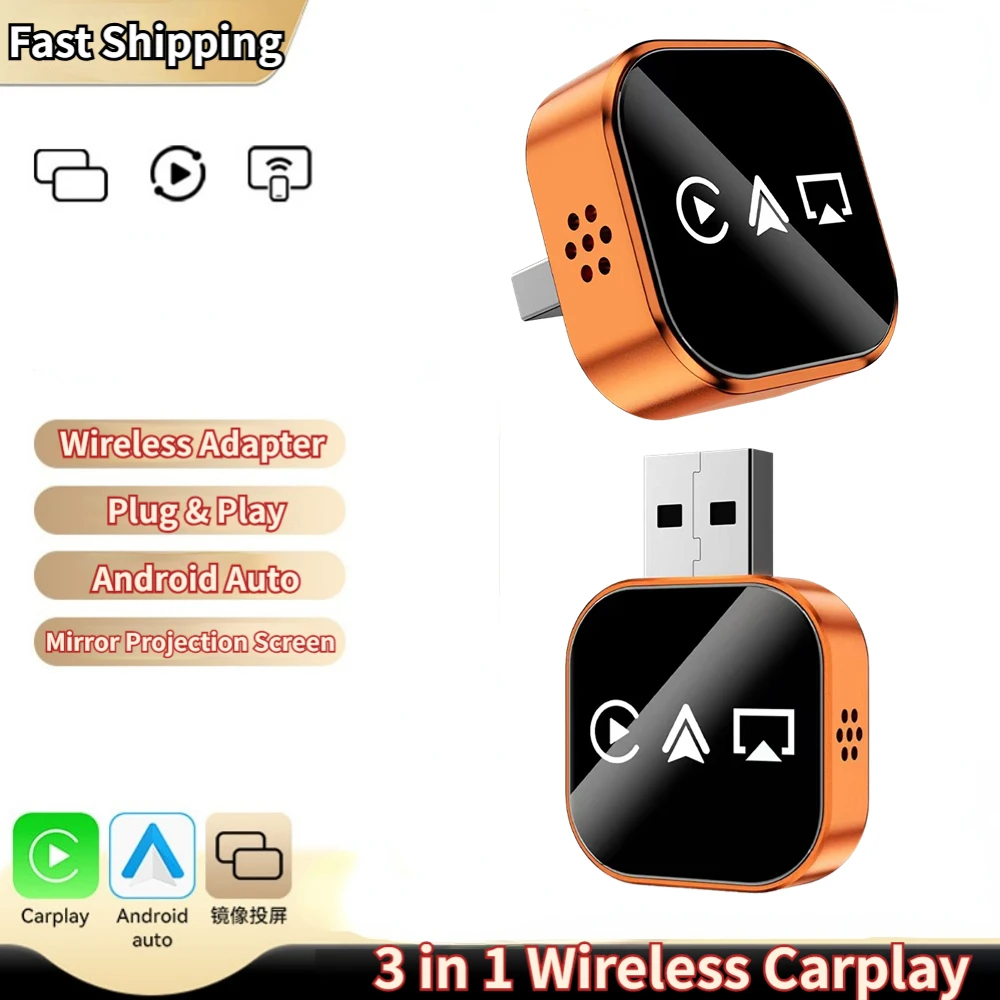 

Беспроводной CarPlay 2025 для Apple iPhone Airplay Smart AI Box Bluetooth WiFi Android Auto Connect Автомобильная система 3в1 Автомобильный адаптер для воспроизведения