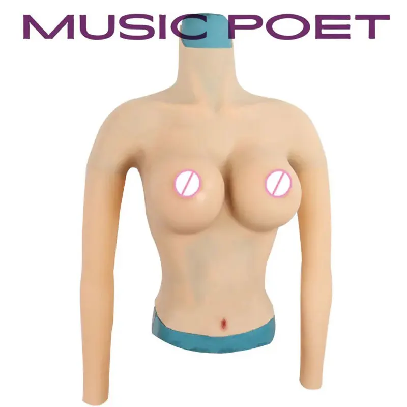 Silicone Breast Forms Half Body Fake Boobs with Arms F G Cup Artificial Chest For Crossdresser Transvestite Cosplay Drag Queen