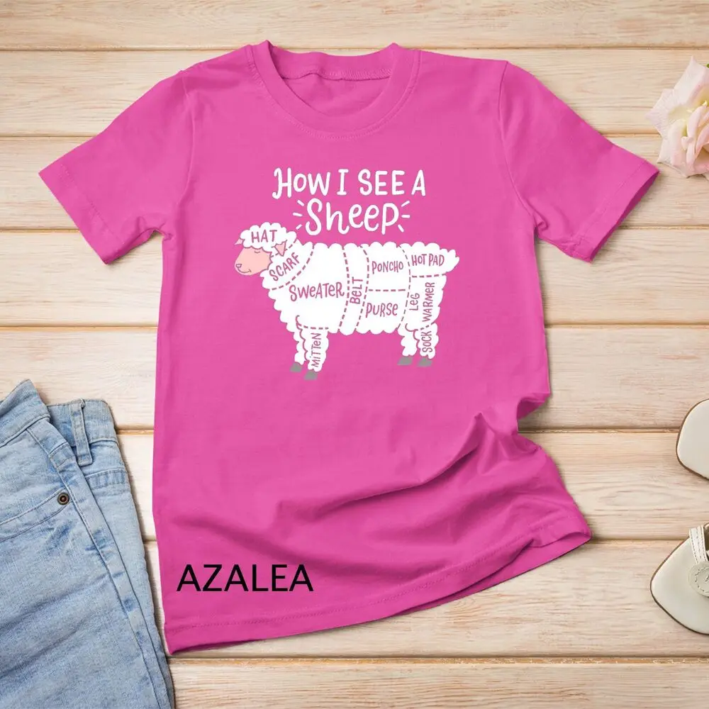 How I See A Sheep Cute Yarn Wool Sheep Knitter Knitting T-Shirt Unisex T-shirt