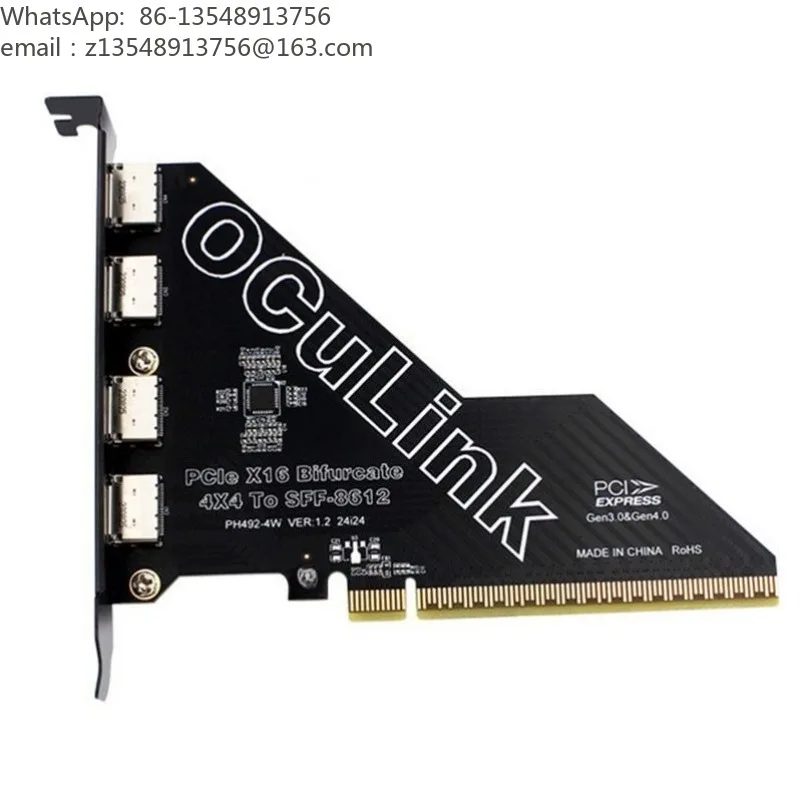 external graphics card SFF8611 & 8612 Oculink expansion card PCIe X16 split 4 ports external connection