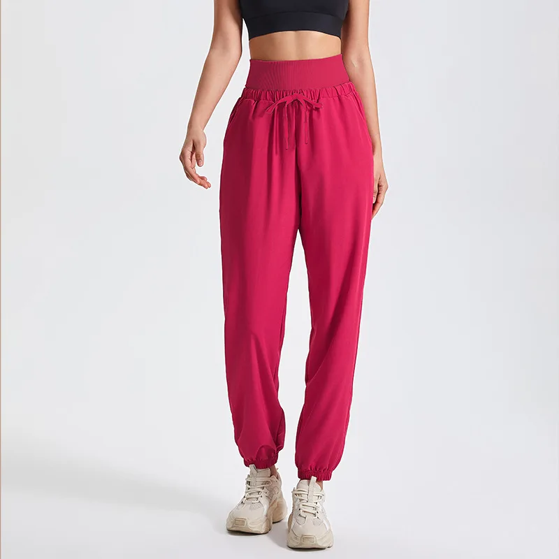 Pantaloni da jogging da donna pantaloni sportivi da Yoga a vita alta con coulisse pantaloni da corsa a gamba larga pantaloni sportivi larghi da palestra elastici ad asciugatura rapida