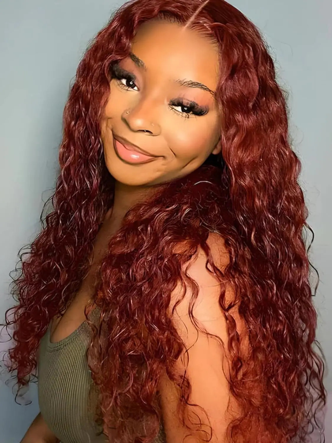 

13x4 Lace Frontal Wigs Remy Curly Hair Reddish Brown Water Wave Frontal Wig 4x4 Closure Wigs Pre Plucked Hairline Bleached Knot