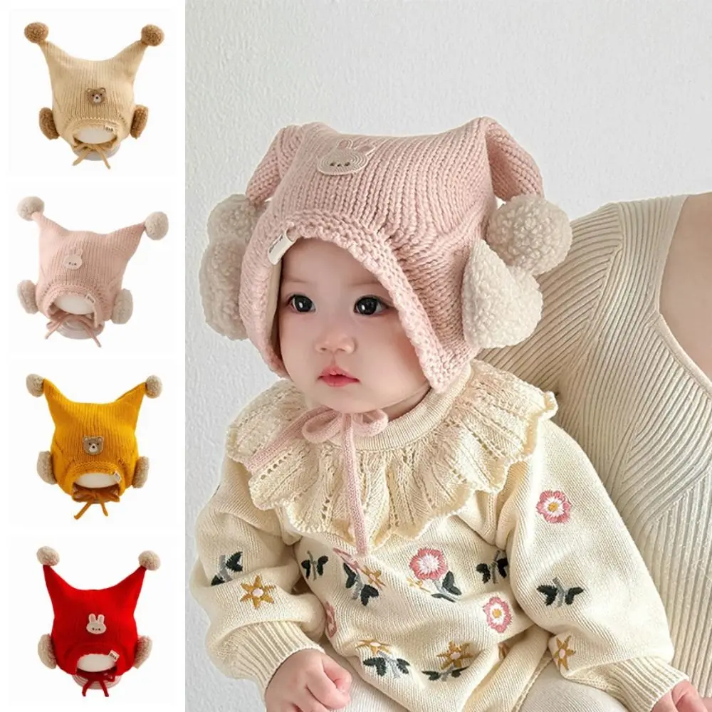 

Cute Winter Baby Crochet Hat Breathable Cold-Resistant Toddler's Knitted Hat 6-24 Months Solid Color Ear Protection Hat