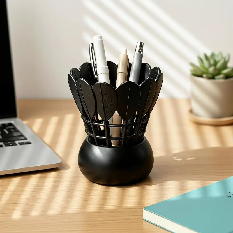3D Printed Badminton Birdie Pencil Stand | Novelty Sports Stationery Storage Box & Desktop Decor Ornament
