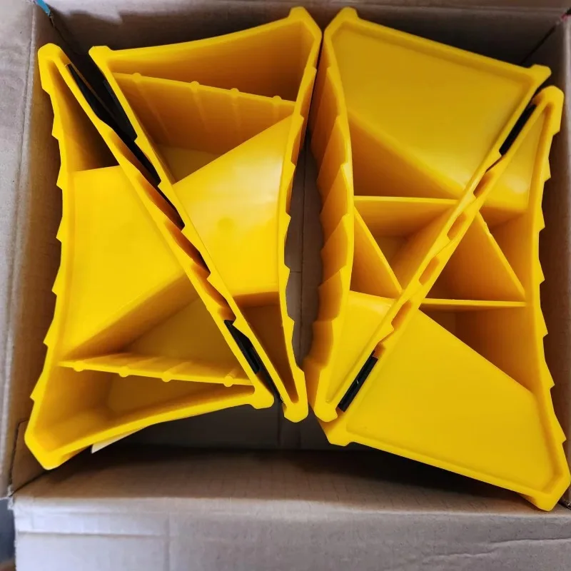 

2 sets of camper wheel blocks for travel trailers Non-slip Heavy duty yellow wheel blocks Easy to carry Fits most tire sizes