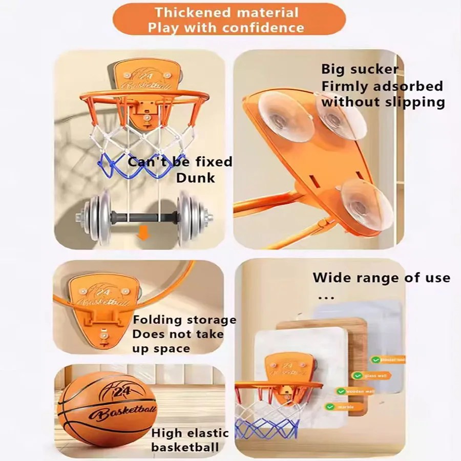 Boys Basketball Hoops Children's Basketball Hoops Household Mute Ball Wall Mounted Foldable Basketball Hoop Training Equipment