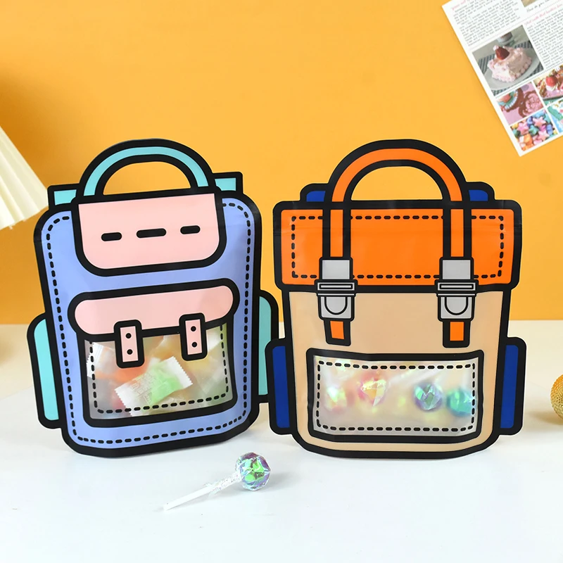 

10pcs Cartoon School Bag Shape Candy Bags Party Gift Bag Children Kids Birthday Party Snack Children's Day Packing Supplies