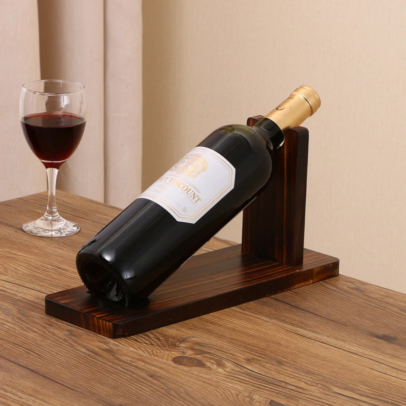 

Artisan Pine Wine Stand - Adjustable Single Bottle Holder, Rustic Bar Decor with Non-Slip, Farmhouse Accent