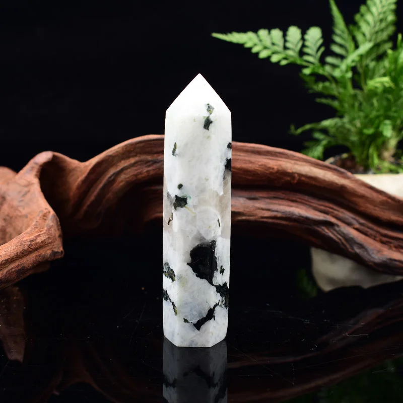 1 قطعة 50-80 مللي متر حجر القمر الطبيعي مصقول كريستال نقطة أحجار استشفاء مسلة العصا زخرفة جميلة للديكور المنزل #1