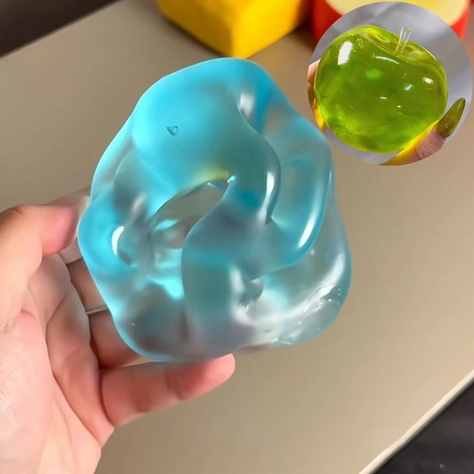 `Squishy Green Apple Stress Ball Soft Fidget Sensory Toy for ADHD Autism Slow Rebound Squeeze Toy for Adults Kids Christmas Gift