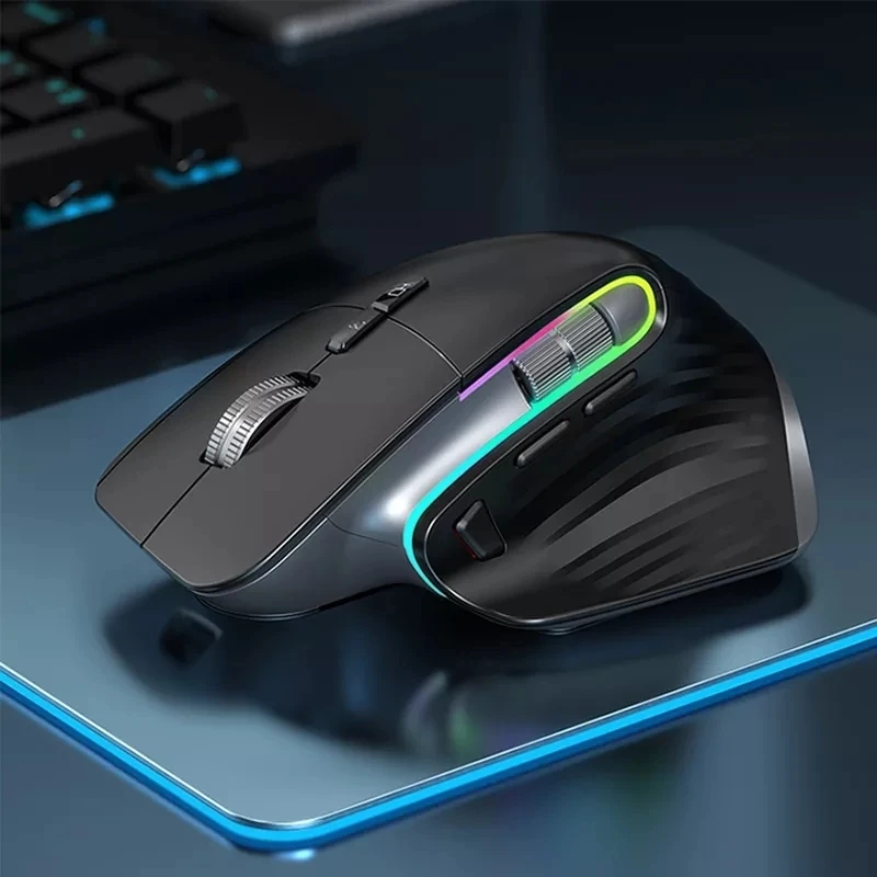 

Jomaa Bluetooth+2.4G+Wired Wireless Mouse Rechargeable RGB Programming Gaming Mouse for Gamer 4000DPI Ergonomic Mice Slient