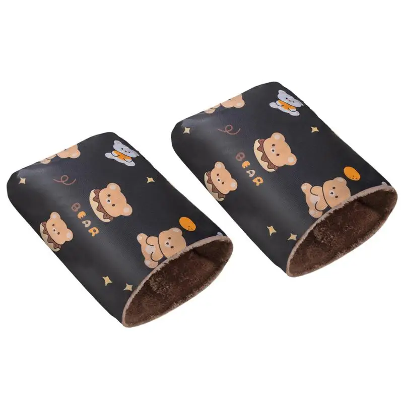 Motorcycle Windproof Gloves Winter Hand Protector With Cute Bear Printing Windproof Warm Handlebar Gloves Hand Warmer Motorbike