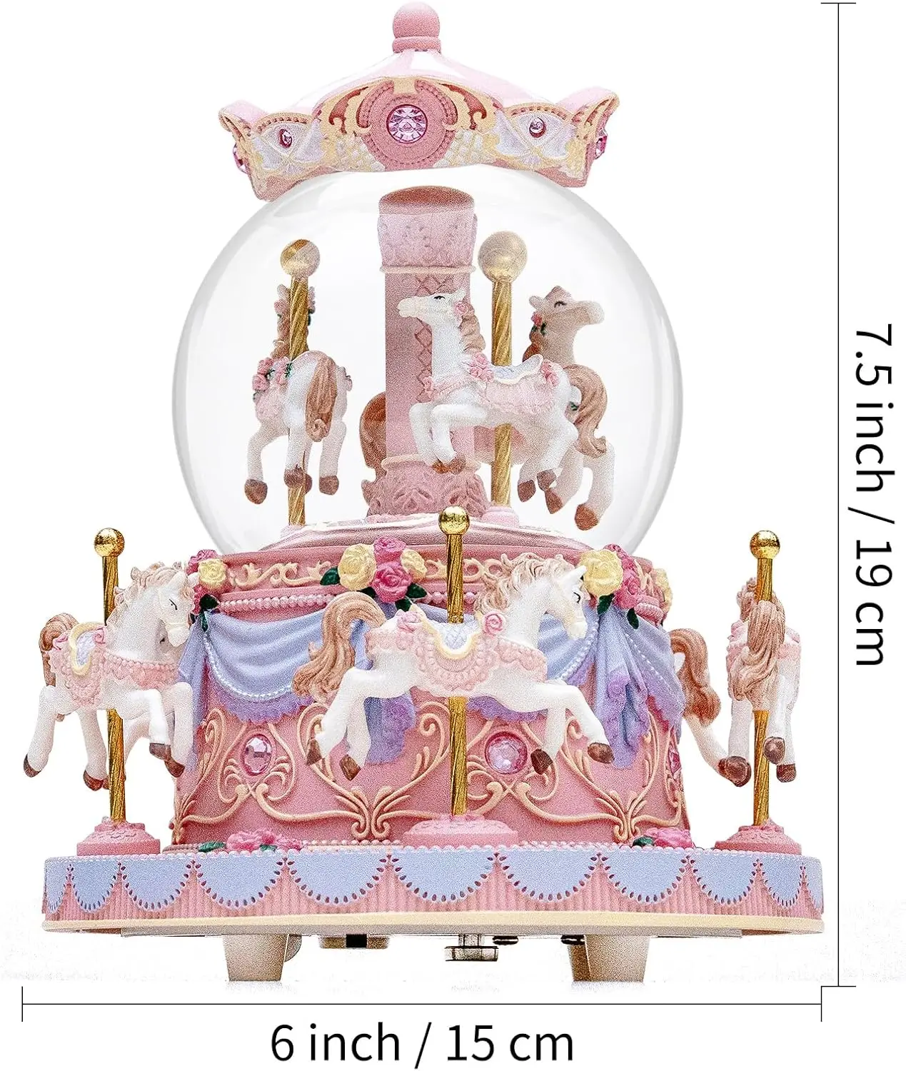 كرة الثلج الدائرية يونيكورن مع أضواء وموسيقى ملونة، هدية مثالية للفتيات والنساء في المناسبات الخاصة