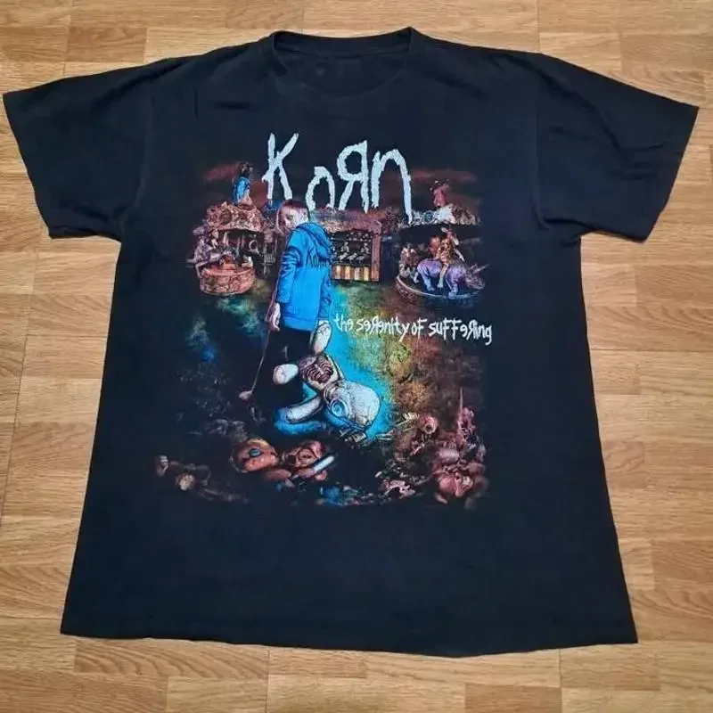 Vintage Korn The Serenity of Suffering Cotton Black T shirt Size S 5XL