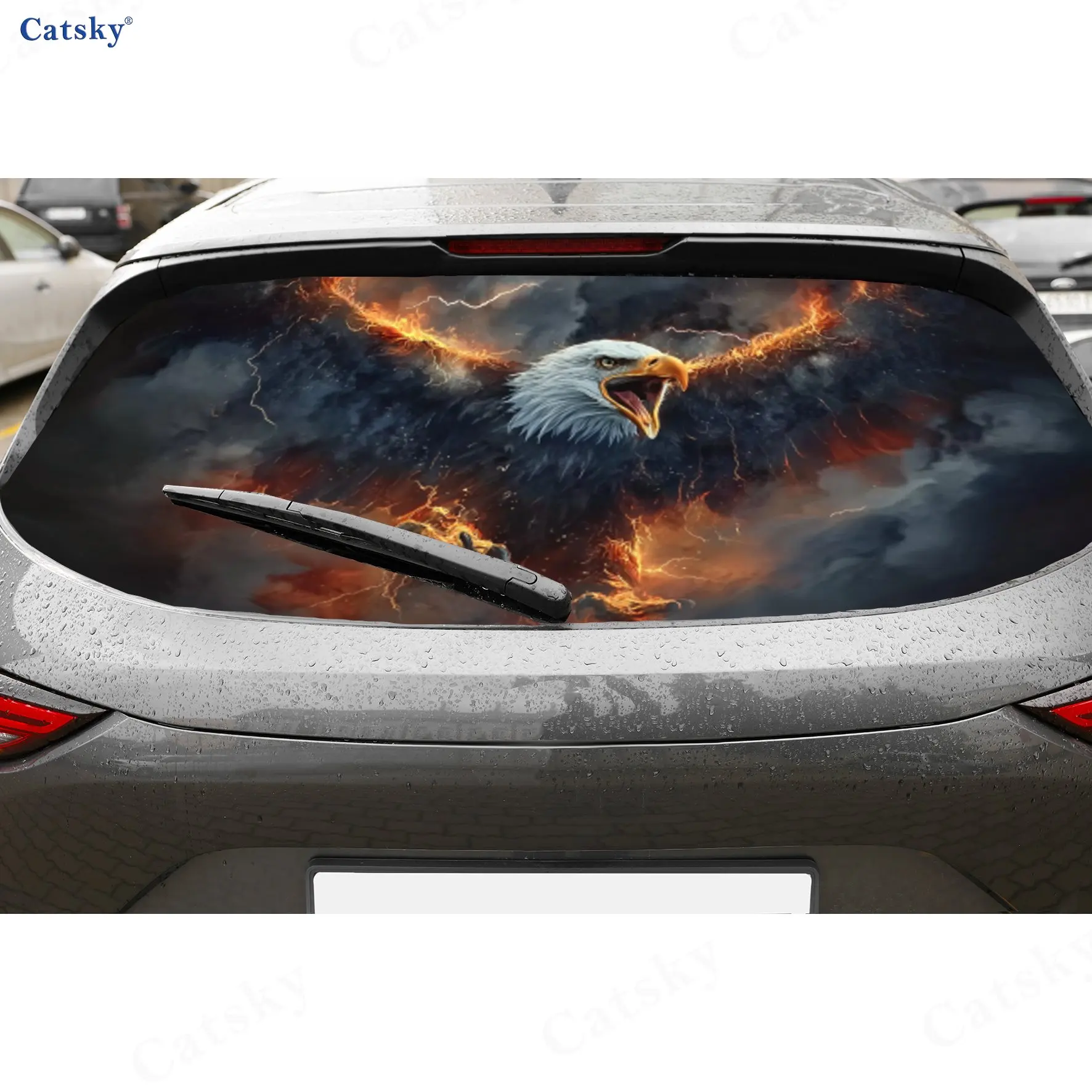 Thunderfire wild eagle PVC material self-adhesive waterproof car rear window sticker, easy to paste without falling off, waterpr